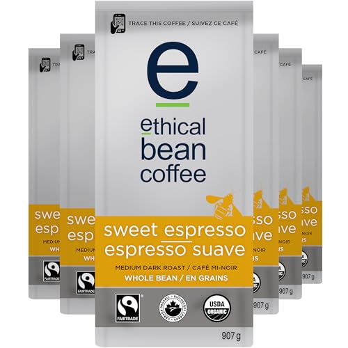 Ethical Bean Coffee, Sweet Espresso, 2 lb (907g), Pack of 6