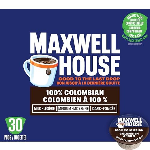Maxwell House 100% Colombian, 4 boxes 30 K-Cup Coffee Pods