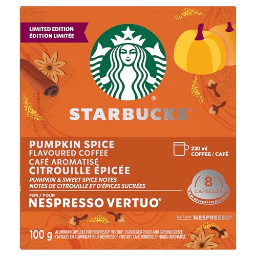 Starbucks Pumpkin Spice, Vertuo Line Compatible, 8 Aluminium Capsules