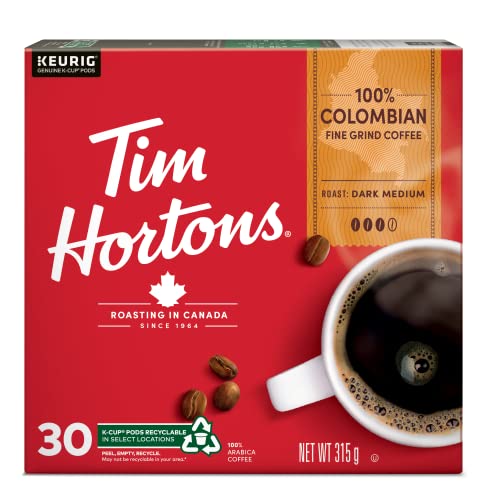Tim Hortons 100% Colombian Coffee, 30 K-Cup Coffee Pods
